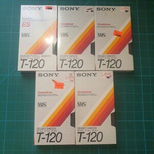 Sony T-120 Blank VHS Tapes x5 (New)